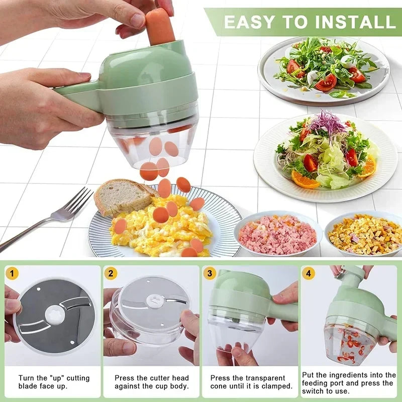 4-in-1 Electric Vegetable Cutter Set